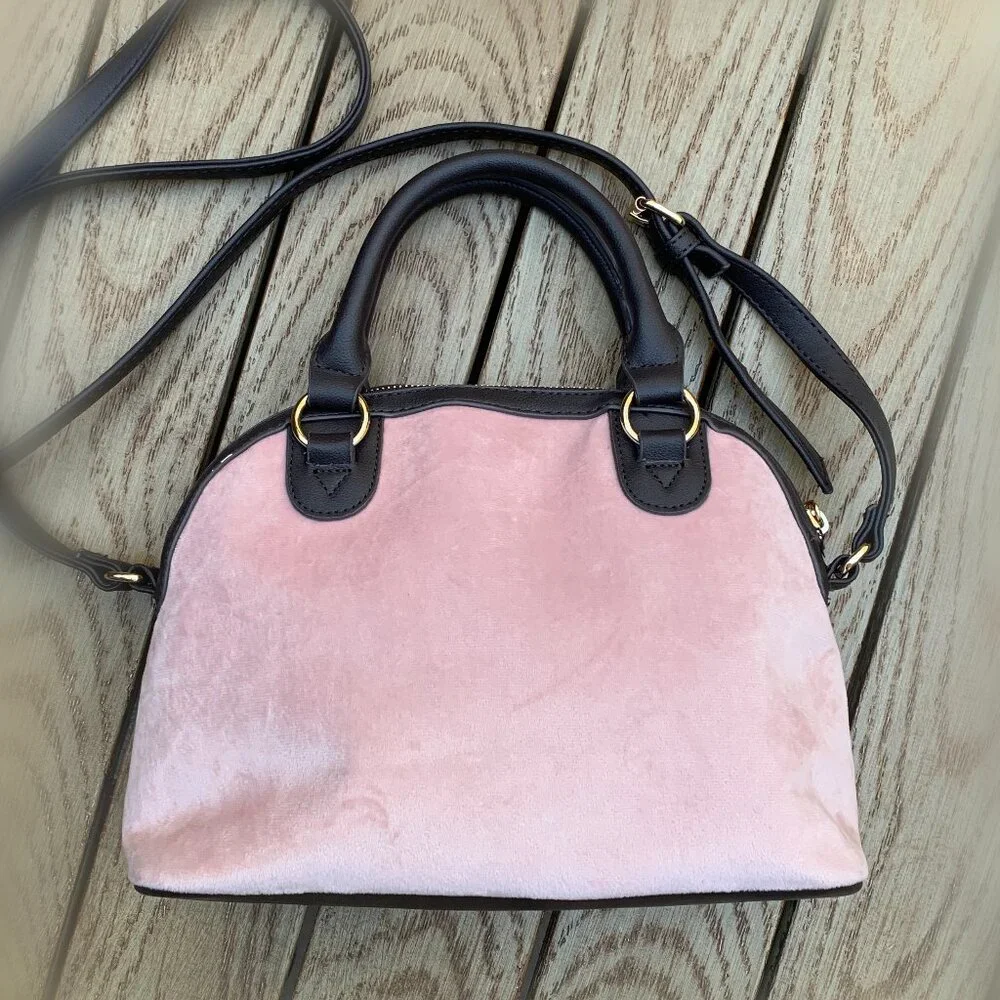 Juicy Couture Brushed Velvet and Faux Leather Handbag with Shoulder Strap - Picture 4 of 14